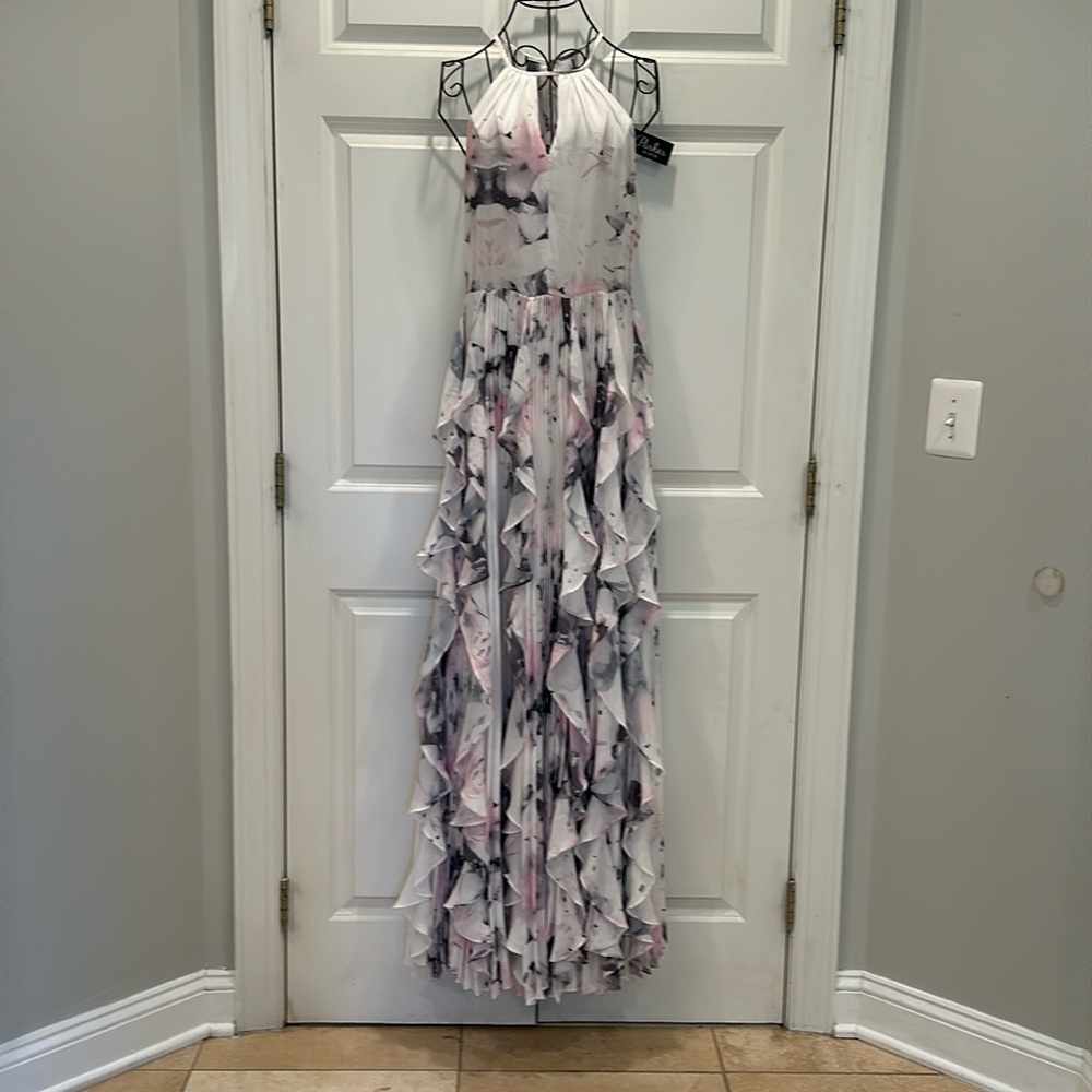 NWT Parker Black Maxi Dress in Lavender Lily (size 2). Skirt is ruffles & pleats